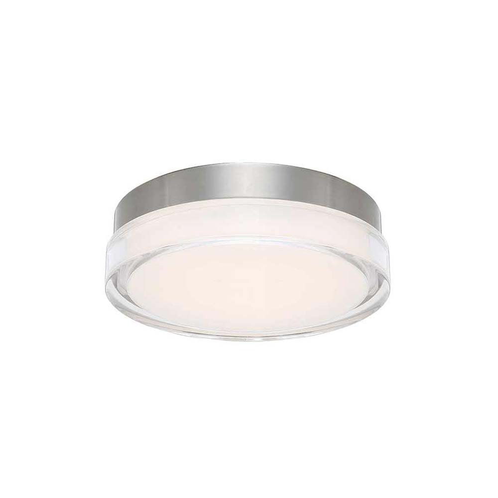 Pi Single Light Flush Mount, 3500K, Stainless Steel, 2.5" H x 6.5" W x 6.5" D