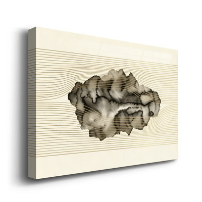 Golden Ink Interspheres' Abstract Ink Wash Framed Canvas Art