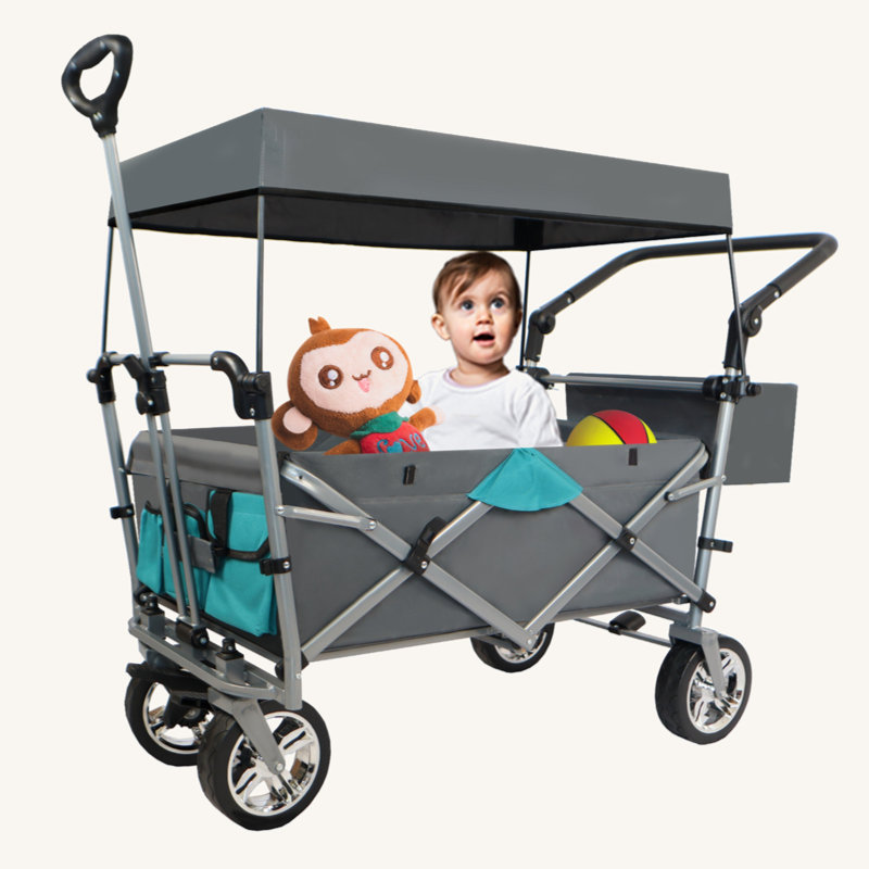Push & Pull Utility Folding Wagon With Removable Canopy