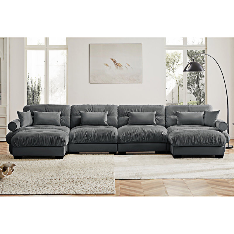 Modular Sectional Sofa Couch With Convertible Ottomans