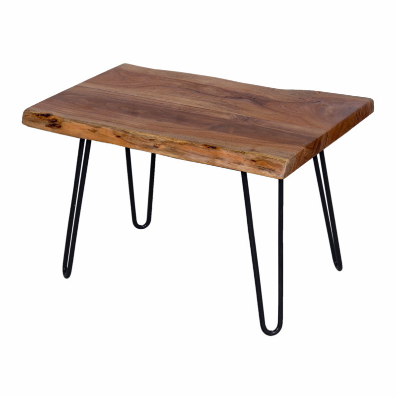 Bexton 20"W Industrial Modern Solid Wood Rectangular Hairpin Live Edge End Table