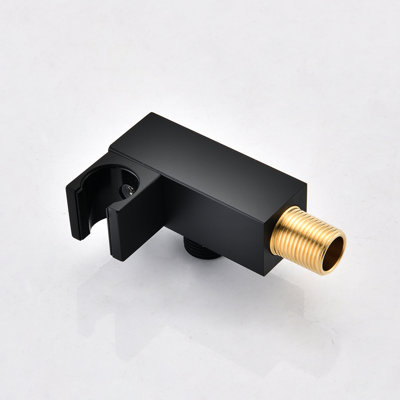 Douche de plafond noire matte - à main et tête de 16 po de hauteur avec système d'aspect épuré, le tout pour la douche,