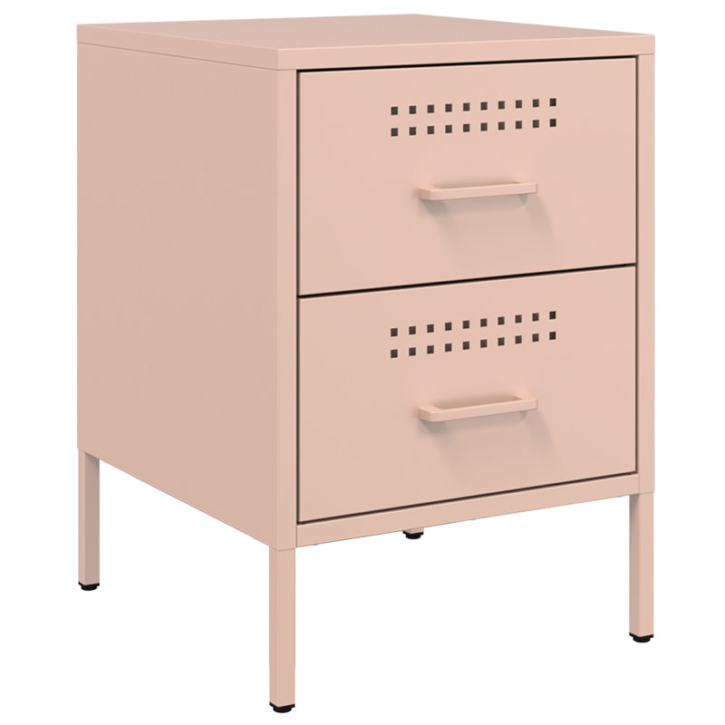 Loredana Bedside Cabinet 36 x 39 x 50.5 cm Steel, Pink, Individual