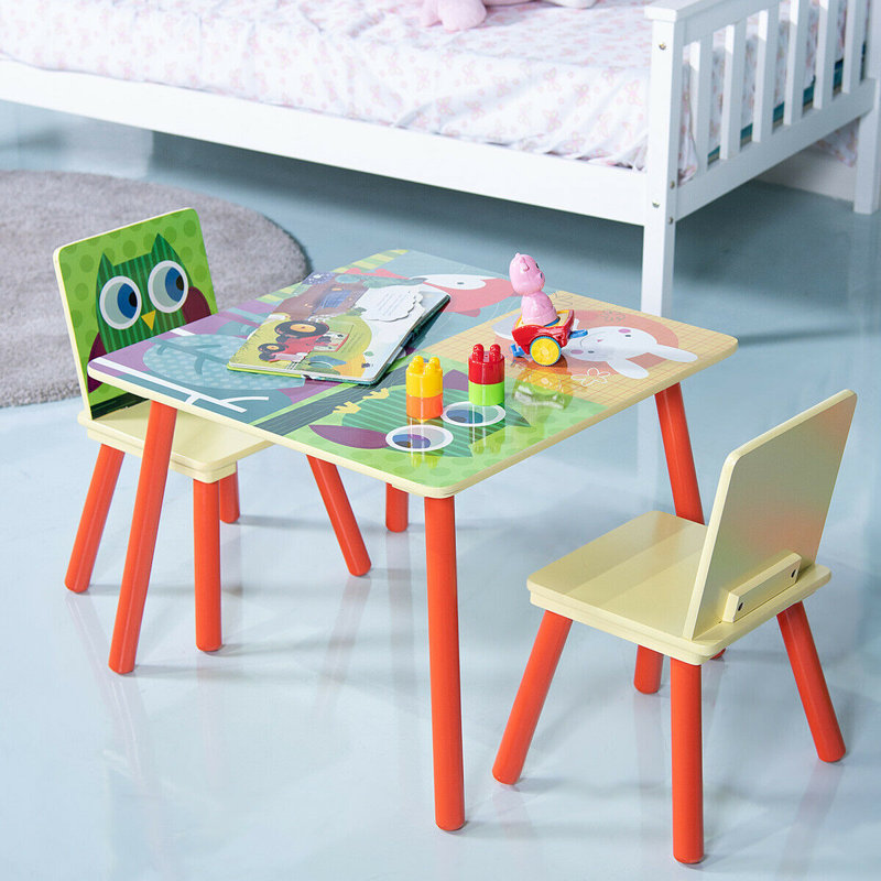Floman Kids Solid Wood Square and Chair Set