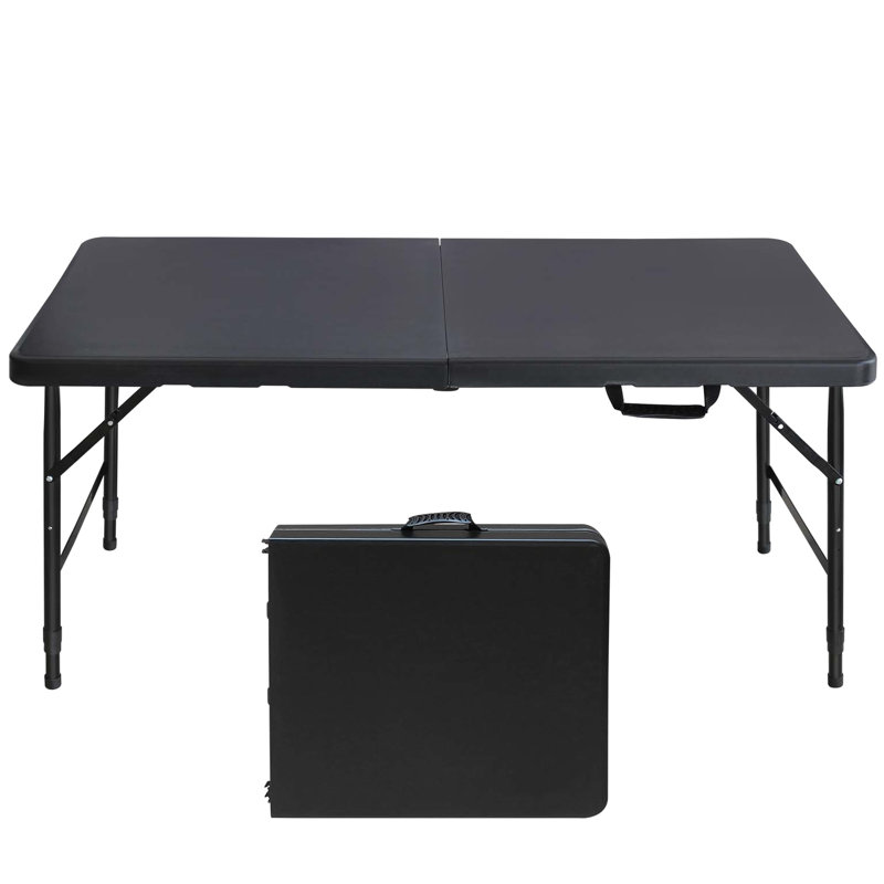 4Ft Foldable Table For Camping, Portable, White, Indoor & Outdoor Probing, 135Kg Max Weight Capacity, With Fixed Grabbing Appliance, Smooth Waterproof Tabletop Area, Stable Triangular Token, Steel