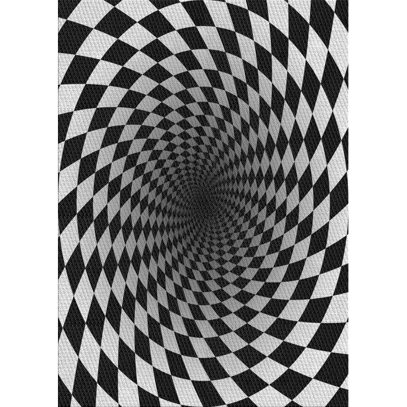 Tapis de zone noire en laine touffeté à la main Giglio