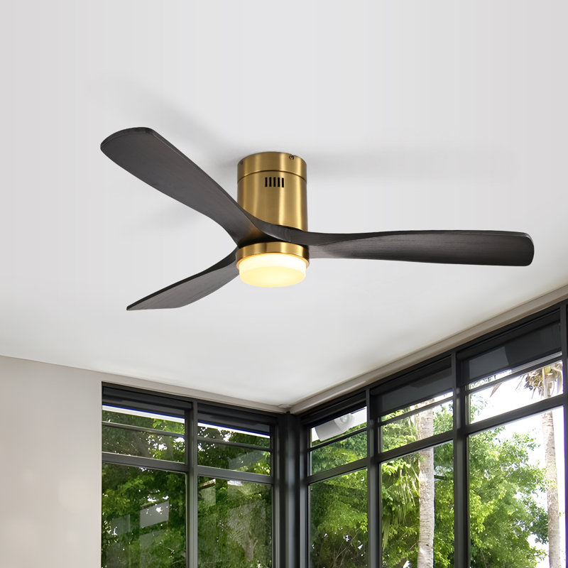 Ventilateur de plafond à 3 pales DEL Nicola, Or / pales noir mat