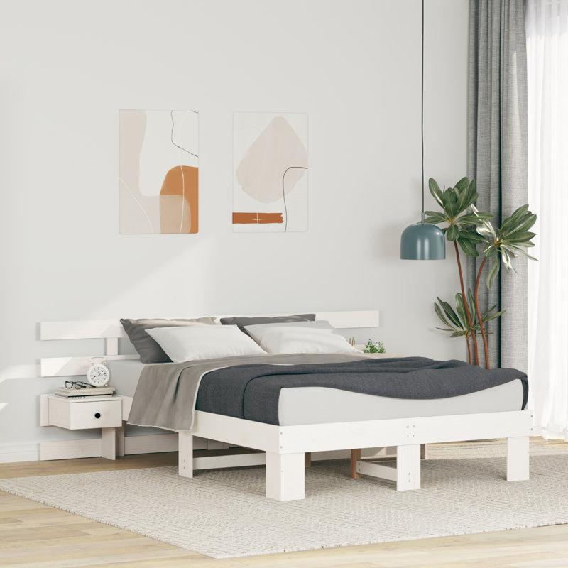 Solid Wood Bed Frame, Small Double (4'), White