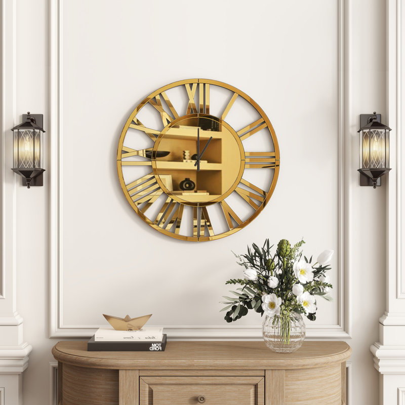 Horloge murale Jeni, Doré, H 31,5 po x l 31,5 po x P 1,38 po