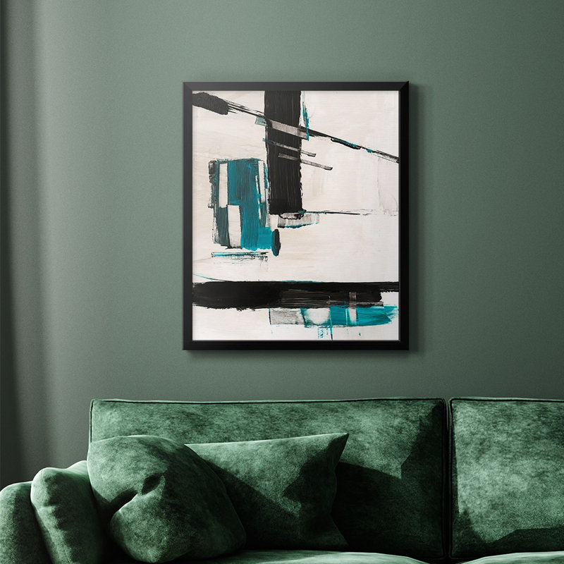 Toile encadrée de qualité supérieure avec géométrie Notes II - prête à être accrochée, Noir, H 24 po x l 20 po