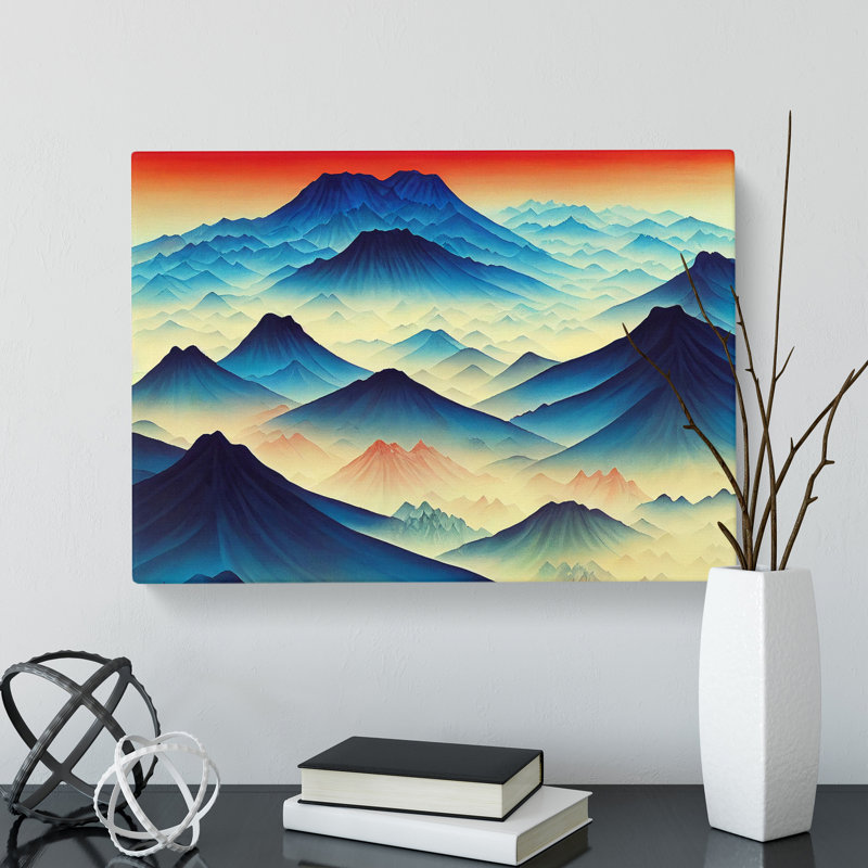 Sunset Japanese Mountain Painting Vol.1 - Wrapped Canvas