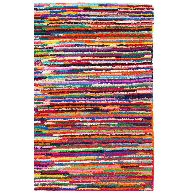 Tapis rayé en coton touffeté à la main Anaheim, Rectangle 2 pi 3 po x 4 pi