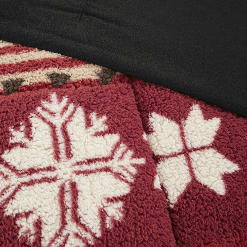 Full Red Reversible Down Alternative Microfiber Comforter Set