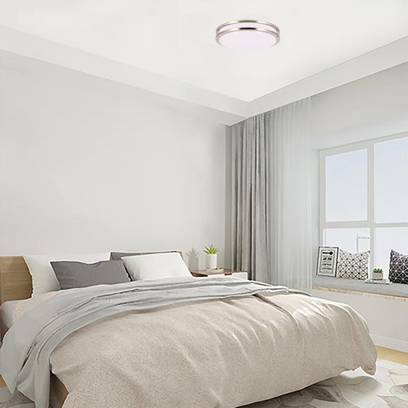 LED Flush Mount Brushed Nickel Ceiling Light Dimmable 3000/4000/5000K Selectable, 3.5" H x 12" W x 12" D