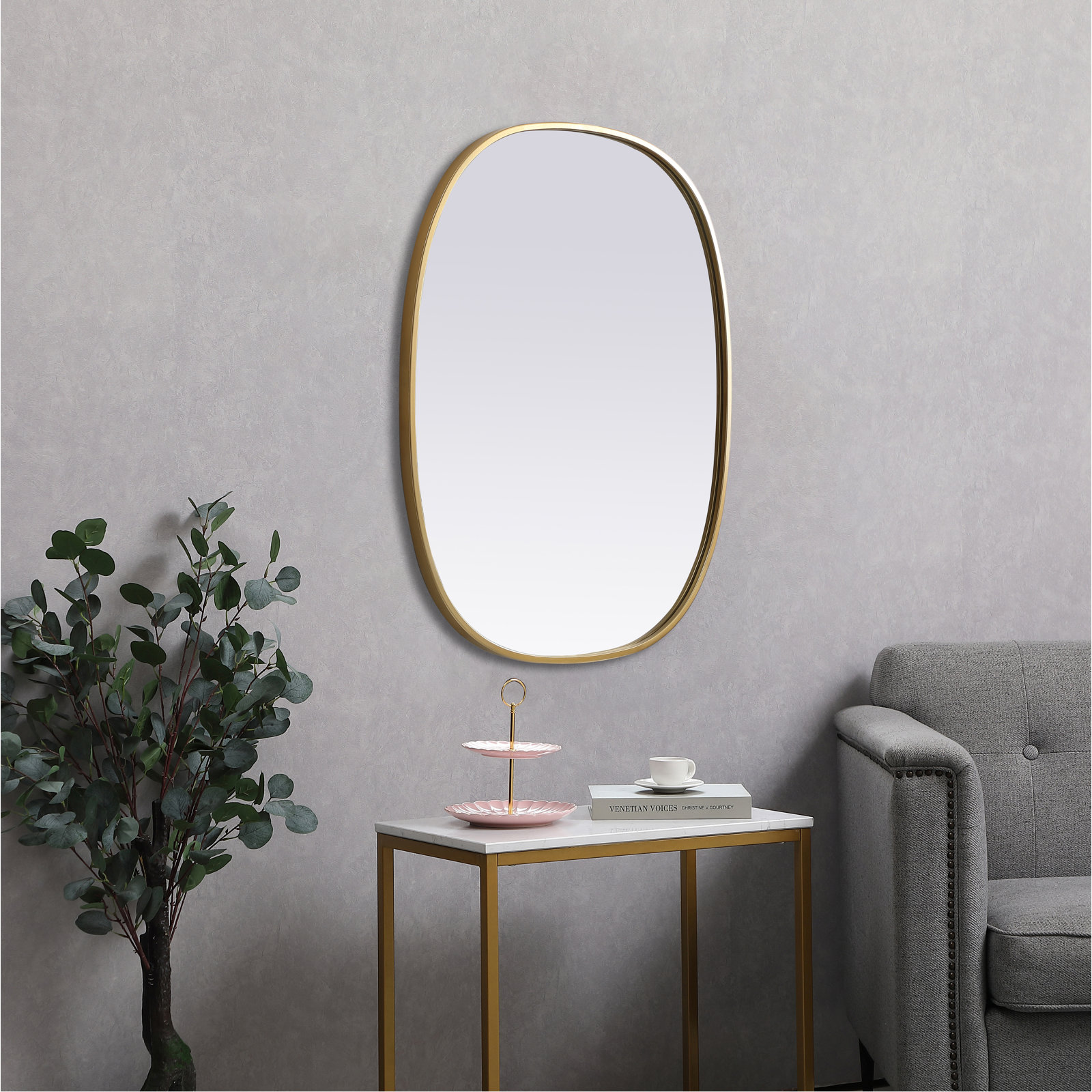 Sabine Accent Mirror, Brass, 30" x 24"