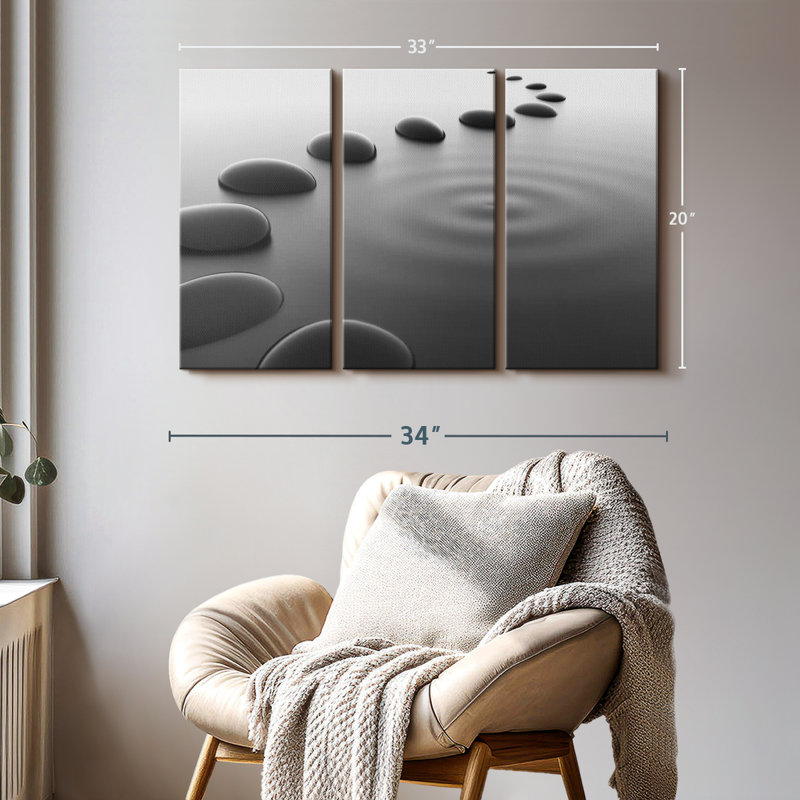 «Pebbles On Water» sur toile, H 20 po x l 33 po