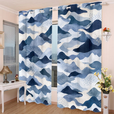 2 rideaux occultants avec œillets 2 pièces, tissu en polyester à imprimé paysage de montagne abstrait, panneaux de fenêtre isolants et isolants thermiques avec protection de la vie privée, décoration intérieure pour la cuisine du salon de la chambre à coucher