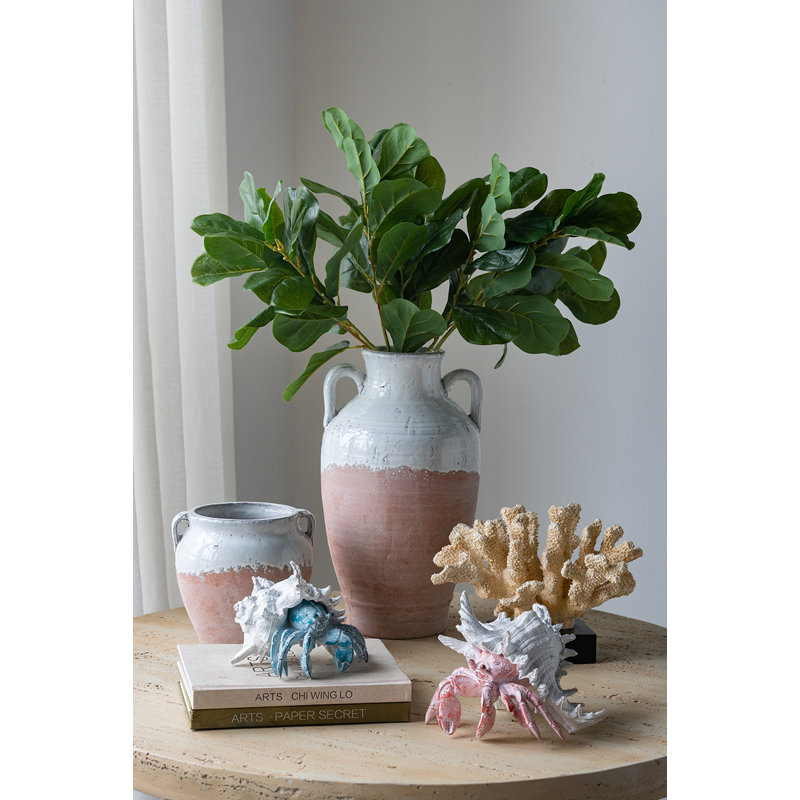 Figurine réaliste de crabe ermite avec coquille blanche, H 5,7 po x l 7,3 po x P 7,1 po, Blanc / Bleu