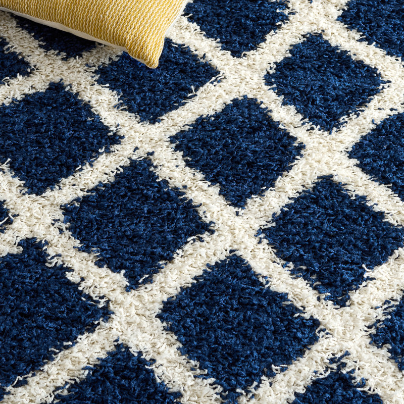 Albertha Sgd-Dallas Shag Performance Geometric Rug, Runner 2'3" x 8'