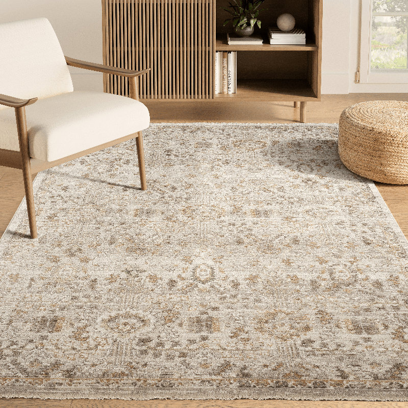 bani Rugs EVE140A Evelyn Vintage-Inspired Cream Taupe Area Rug, Rectangle 7'9" x 10'
