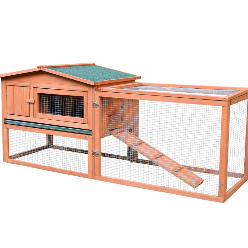 Maison spacieuse à 2 couches avec couloir et finition amovibles pour plus de durabilité, 61,5 po x 23 po x 27 po, 1 à 2 lapins,