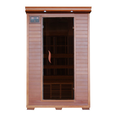 Sauna infrarouge en cèdre 2 personnes avec 6 chauffages au charbon Heatwave