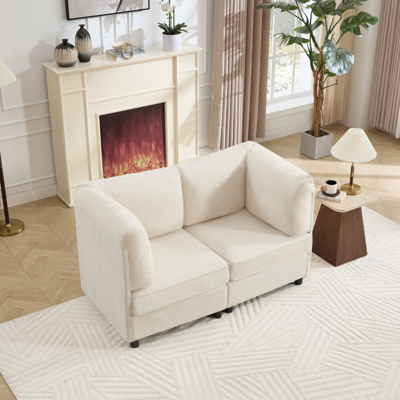 Canapé 2 places rembourré Chenille Couc, Beige