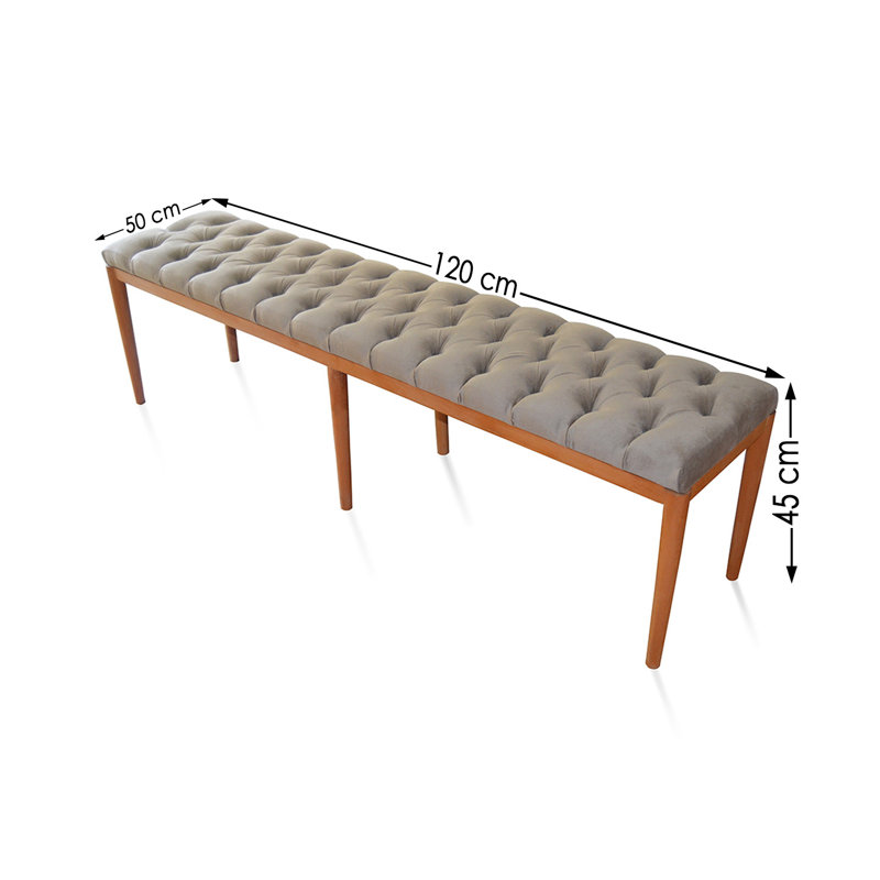 Vidal Upholstered Bench, H45 x W120 x D50cm