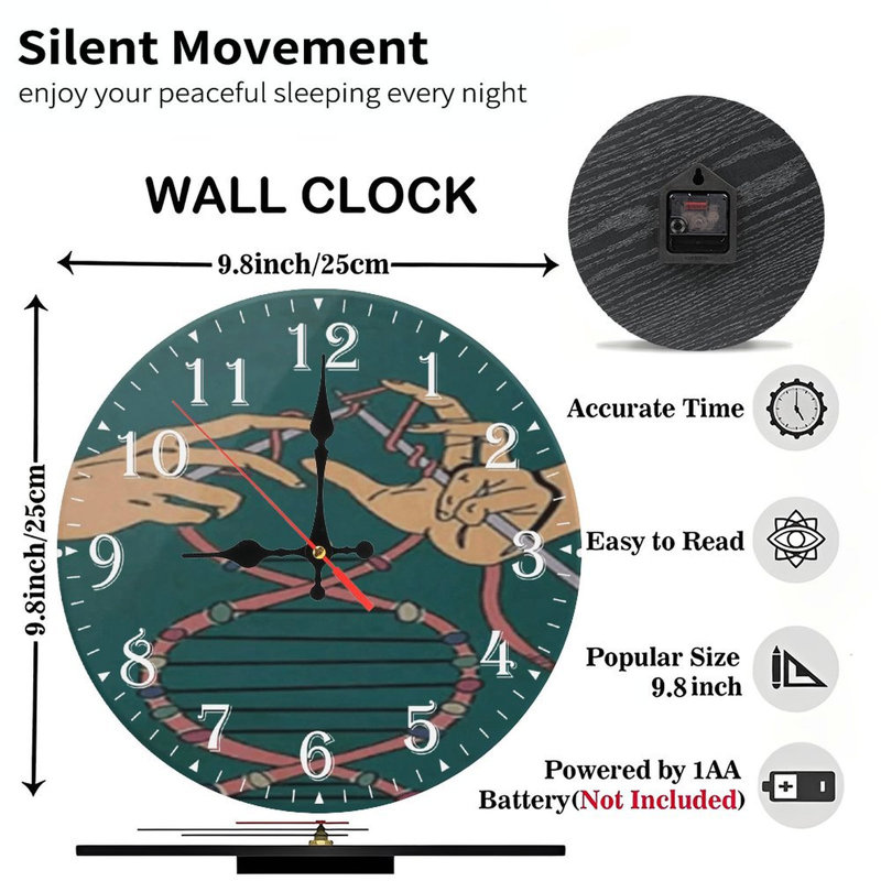 Horloge murale en bois 10 po, mouvement silencieux, à piles (piles AA non incluses), décor artistique, parfait pour les décorations