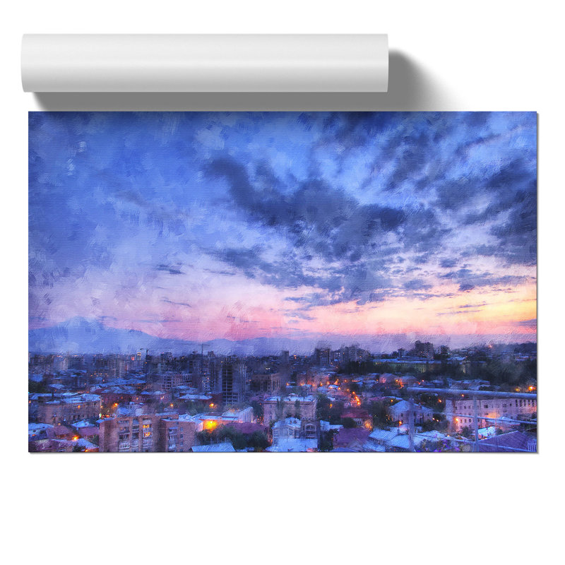 Yerevan Armenia Skyline Painting - Frameless Print, 21cm H x 30cm W x 0.1cm D