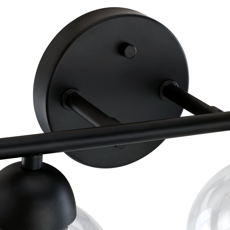 Daryll 2-Light Spherical Glass shade Vanity Light, Clear, 2 Lights, Matte Black
