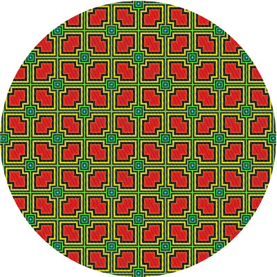 Tapis géométrique orange / vert
