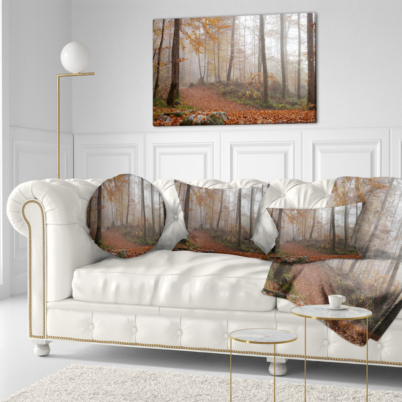Forêt d'automne en Allemagne - Coussin décoratif à imprimé paysage