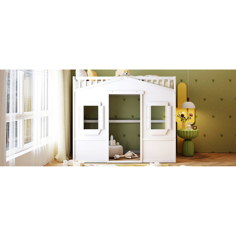 Twin Solid Wood Loft Bed With - White, Enhancing Bedroom Aesthetics White Size , Frame For Extra Support, Twin, White