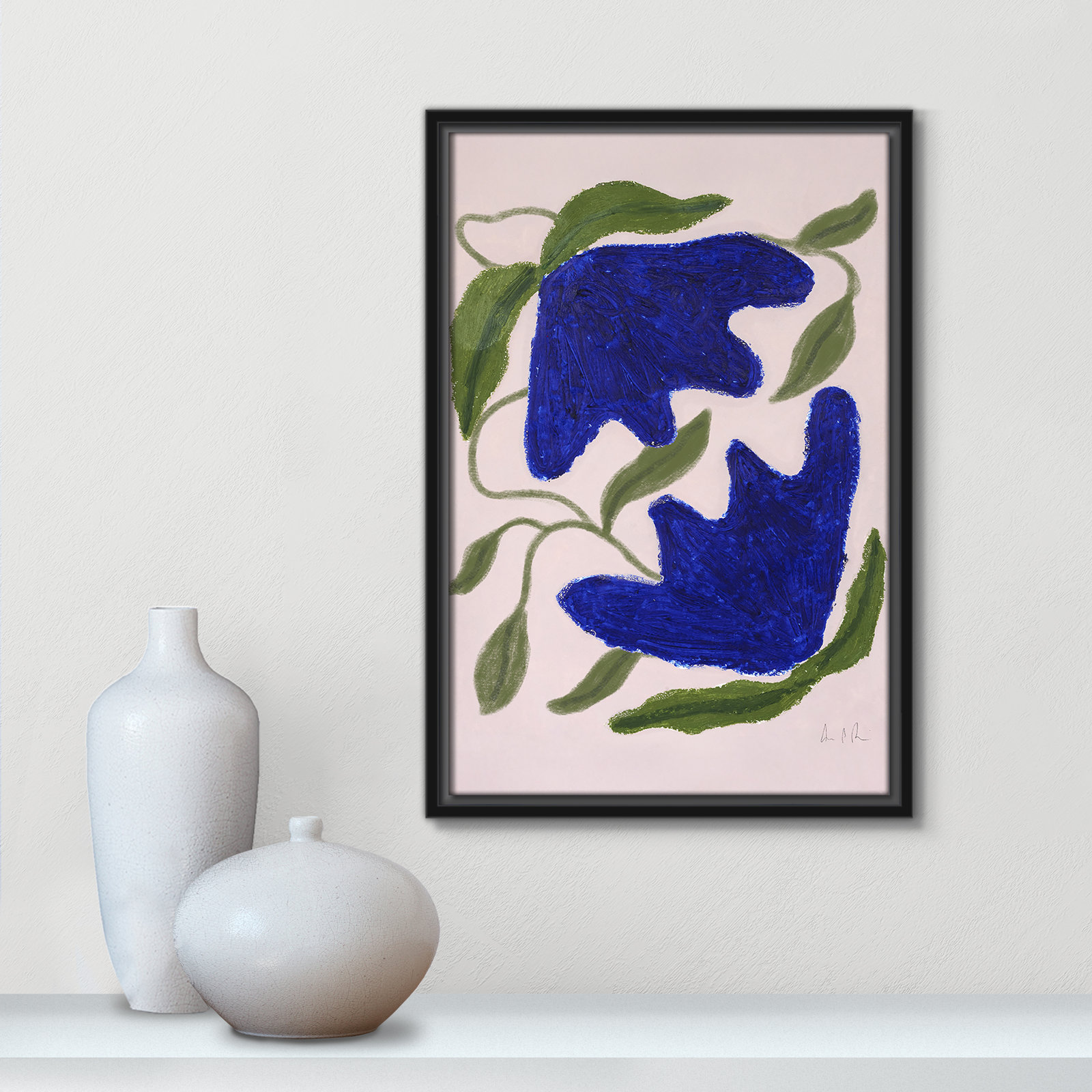 Colette "Blue Anemones No. 02" Print, Black, 19.5" H x 13.5" W
