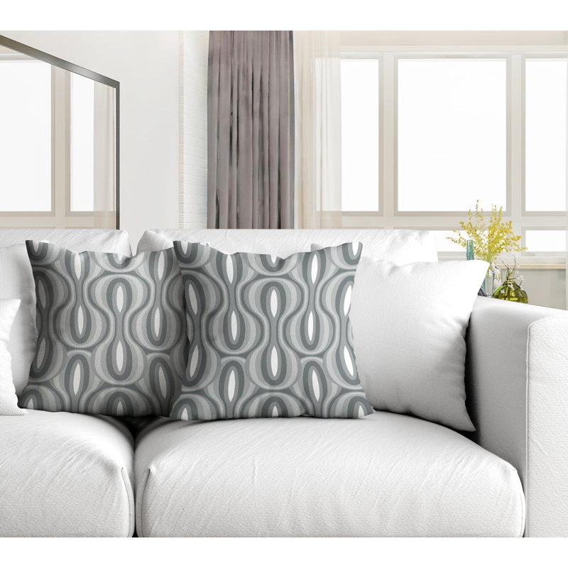 Coussin décoratif intérieur / extérieur Ikat, L 19 po x H 19 po, Gris