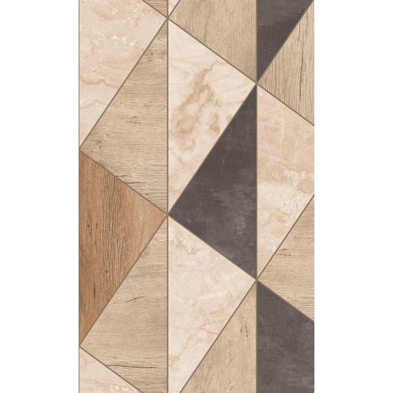 Papier peint gris à panneau géométrique, Brun