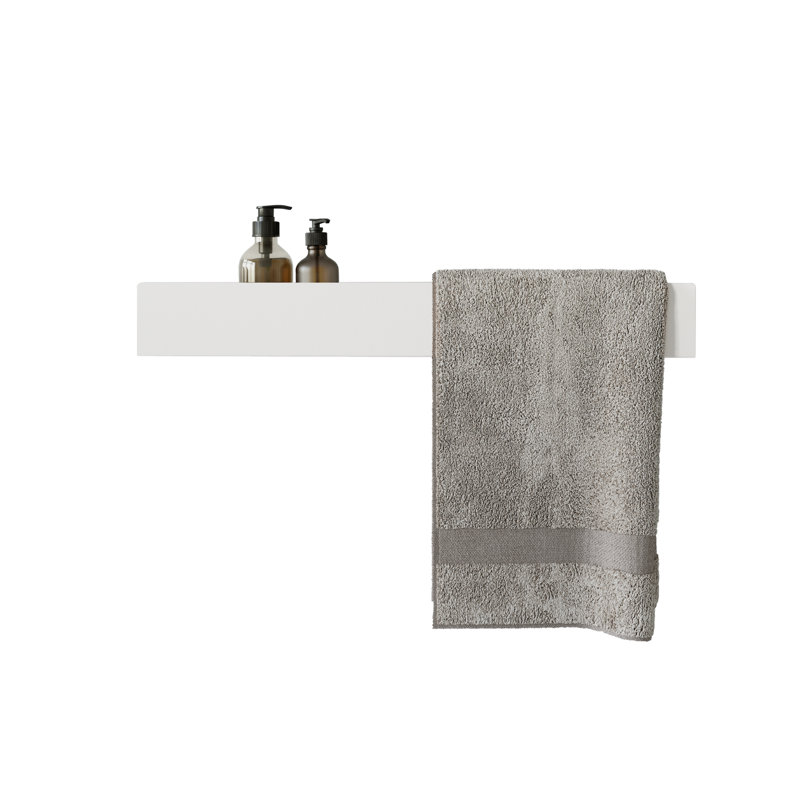 LAVANDA Metal Floating Shelf with Towel Bar, White