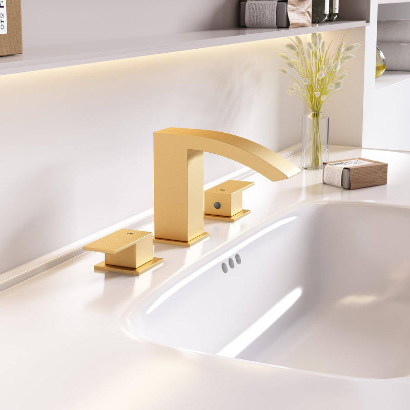 Robinet de lavabo pour salle de bain à poignée double 8 "avec bonde escamotable 8", Brushed Gold