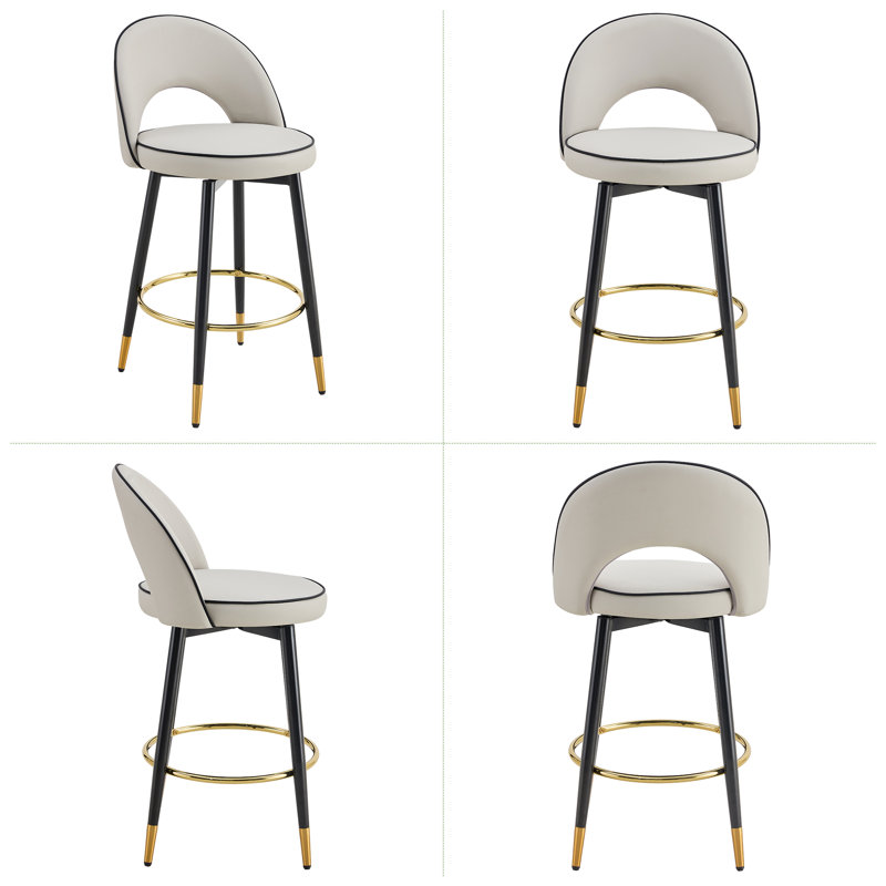Tabouret de comptoir pivotant avec dossier bas et repose-pieds en métal 25 po AriaHome, 4, Gris