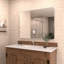 Cozy l 48 po x H 36 po. Miroir de salle de bain mural moderne encadré gris pistolet-514696198-514696250