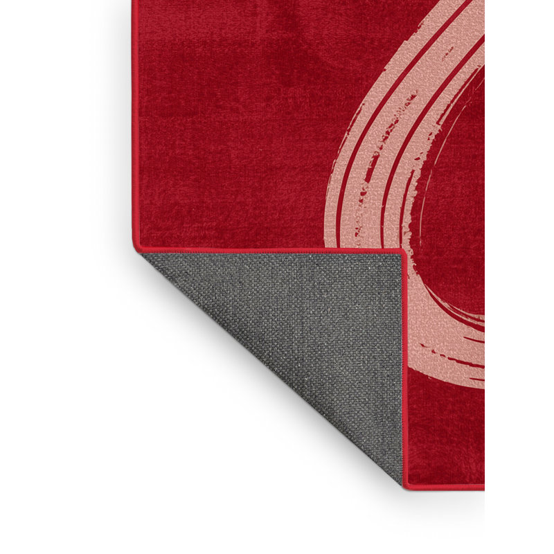Soft Plush Finnell Valentines Modern & Contemporary Abstract Area Rug in Red – Red Binding, 7x10