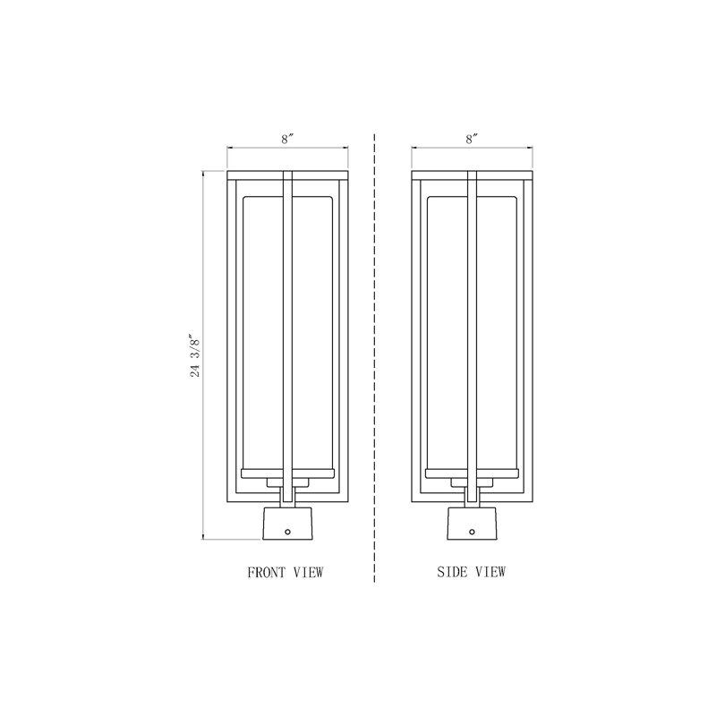 Luminaire d'extérieur 1 lumière noir Stockton, H 24,5 po x l 8 po x P 8 po