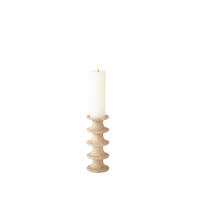 Ridge Alabaster Candlestick-Lg, 7.25" H x 3" W x 3" D, Brown