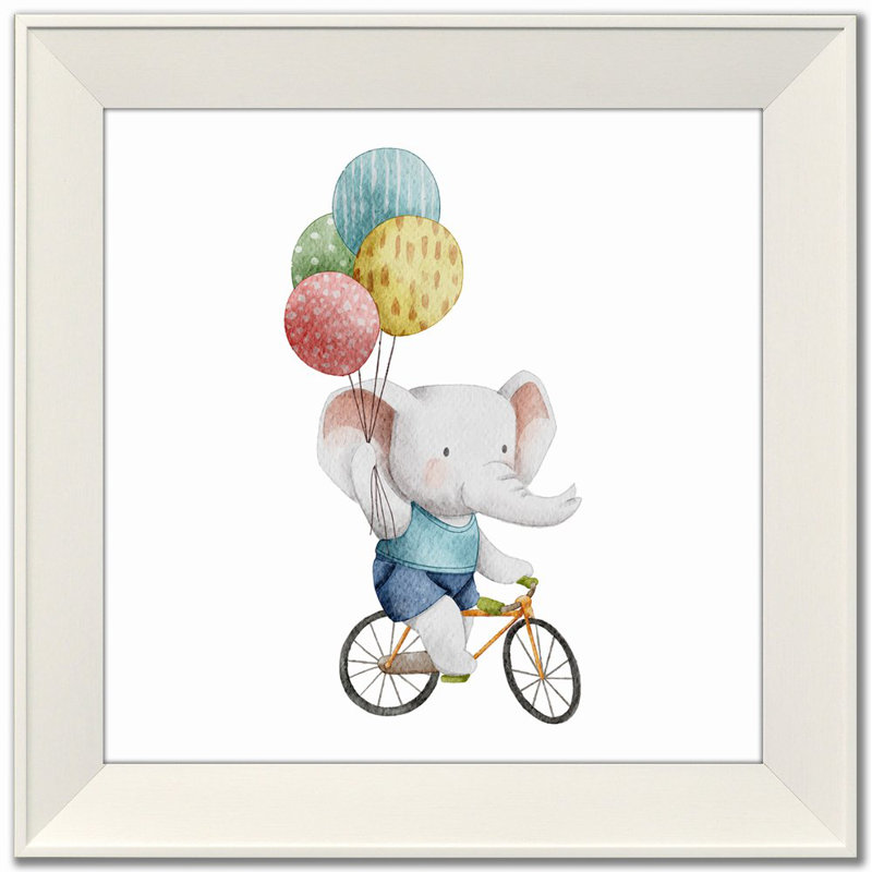 «Elephant Rides», impression sur toile, Cadre d'angle fermé blanc, H 17,5 po x l 17,5 po