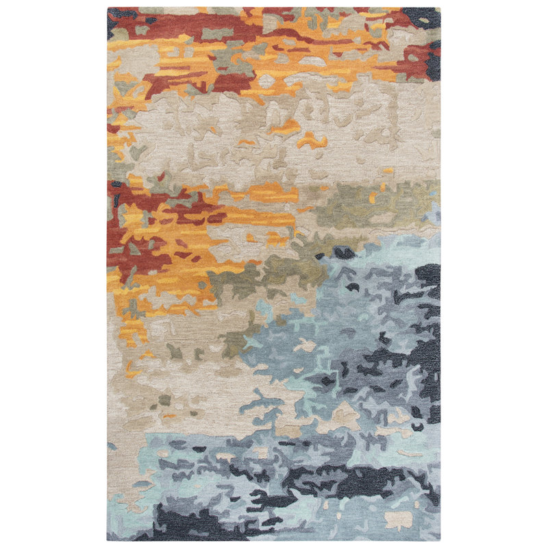 Tapis brun clair touffeté à la main Stearns, Rectangle 5 pi x 8 pi