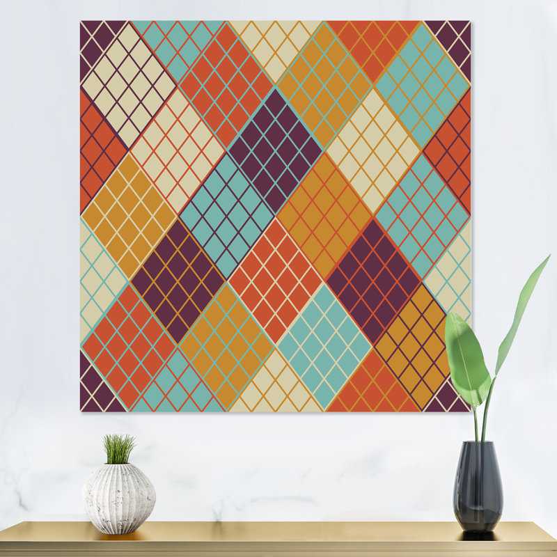 Multicolor Triangular Geometrics III - reproduction d'art sur toile à motifs, H 16 po x l 16 po, Toile tendue