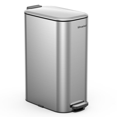8 Gallon (30L)Trash Can,Stainless Steel Step Garbage Can with Lid ,Waste Bin for Kitchen,Bathroom,Bedroom Home Office,Silver