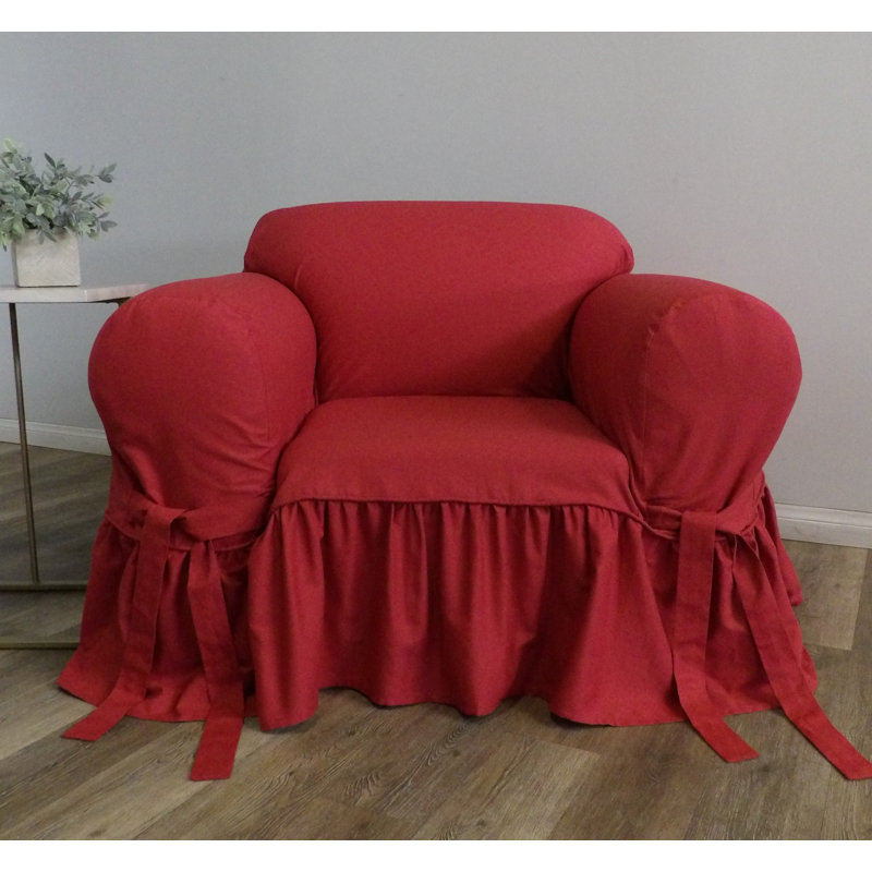 Housse pour fauteuil à coussins carrés/rectangulaires, Coton 100 % rouge