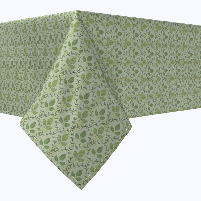 Green Leaves Ornaments Cotton Tablecloths Floral, 104" x 52"